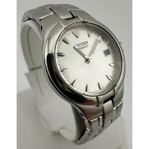 Citizen Quartz Watch Womens Silver Dial Stainless Steel Date 25mm Japan